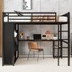 preview thumbnail 2 of 21, Full Size Metal Gaming Loft Bed with LED,Desk and 3 Storage Drawers