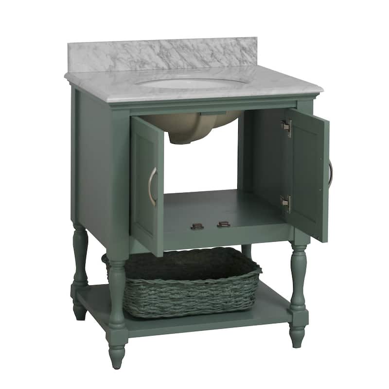 KitchenBathCollection Beverly 30" BathroomVanity w/ Carrara Marble Top