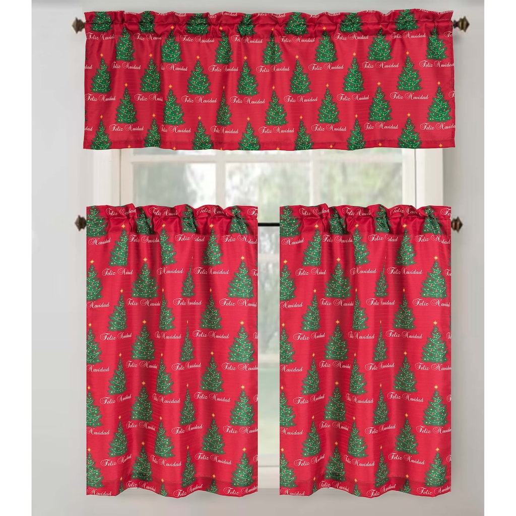 Christmas Tree Kitchen Curtain