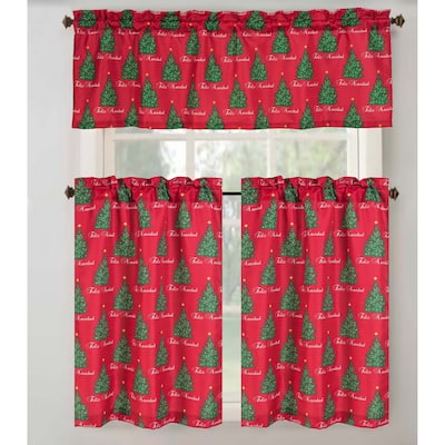 Christmas Tree Printed Kitchen Curtain