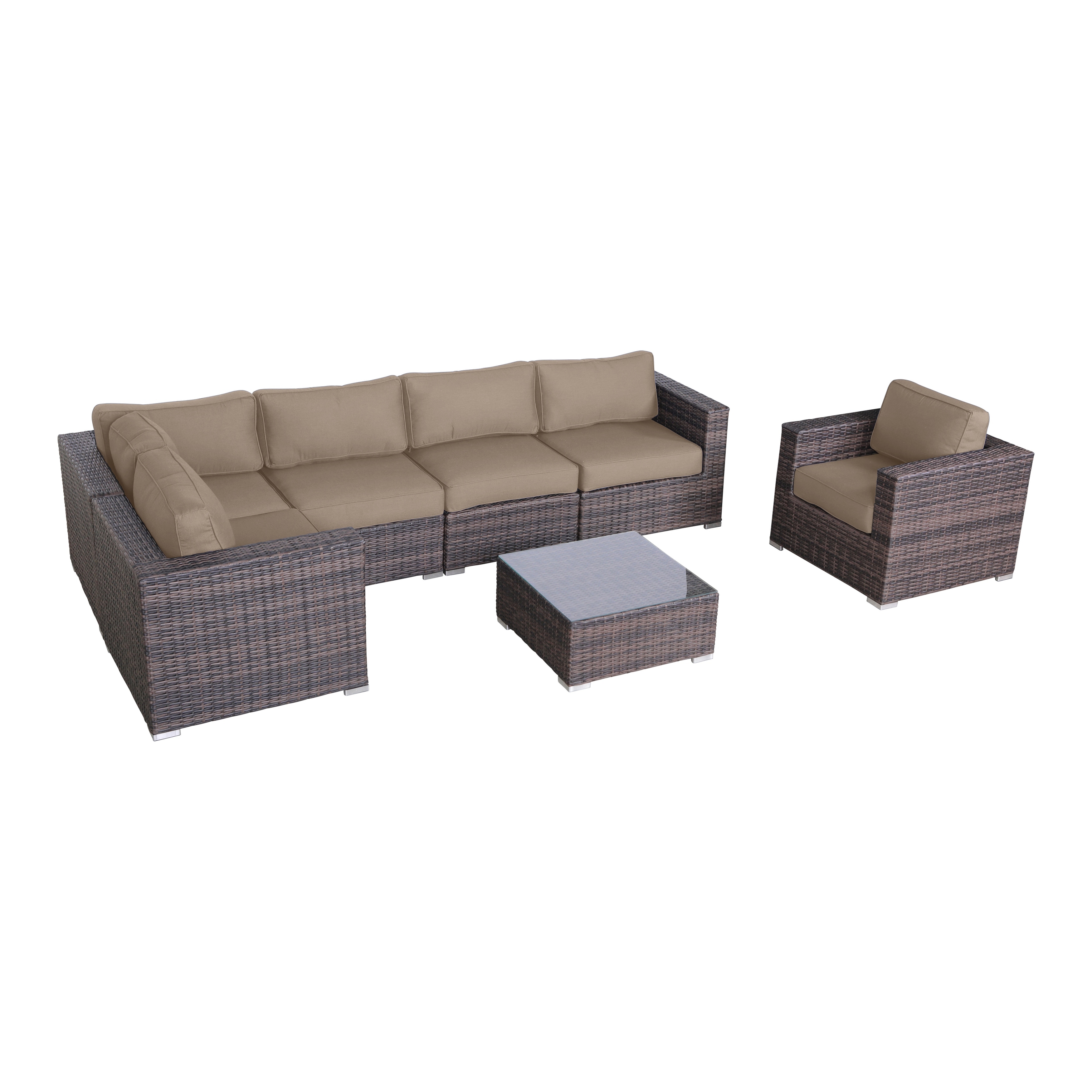 LSI 7 Piece Rattan Sunbrella Sectional Seating Group with - Picture 11 of 42