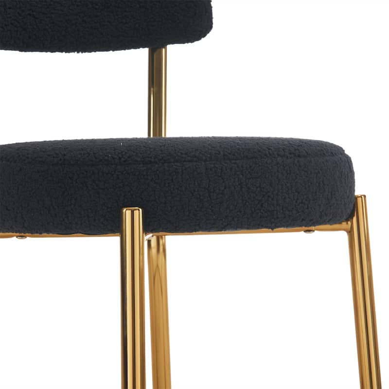 Modern Teddy Fabric Upholstered Metal Base Bar Stools (Set of 4)
