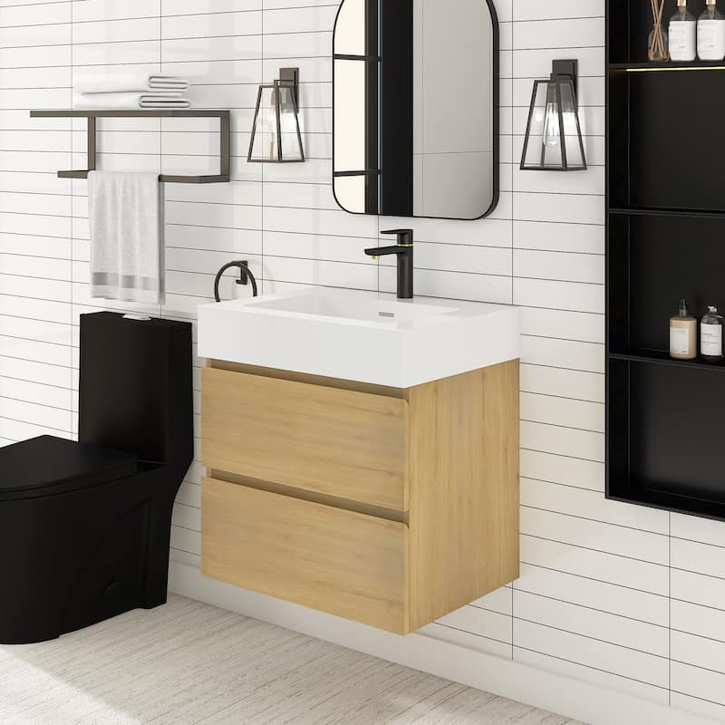 Floating Bathroom Vanity with Solid Surface Top