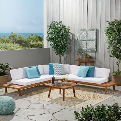 Hillcrest Outdoor V-shaped 4-piece Acacia Sectional by Christopher Knight Home