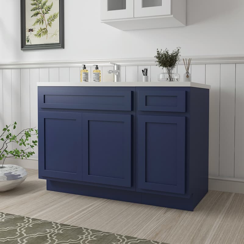 Vanity Art 54" Oak Freestanding Bathroom Vanity Cabinet without Top