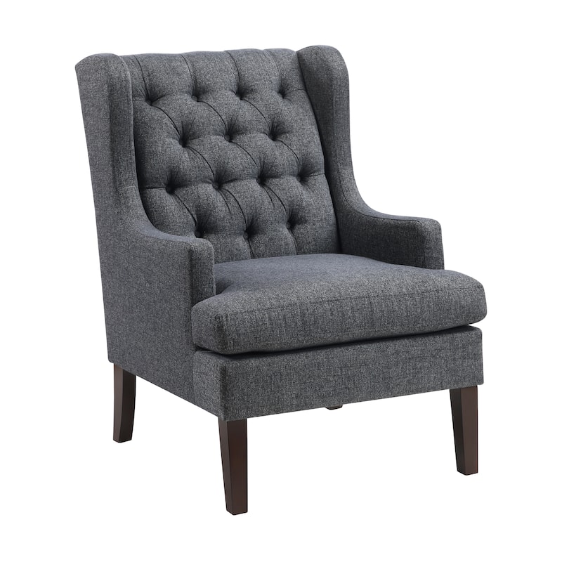 Haven 29" Textured Accent Chair - Button-tufted Chair Back - Charcoal