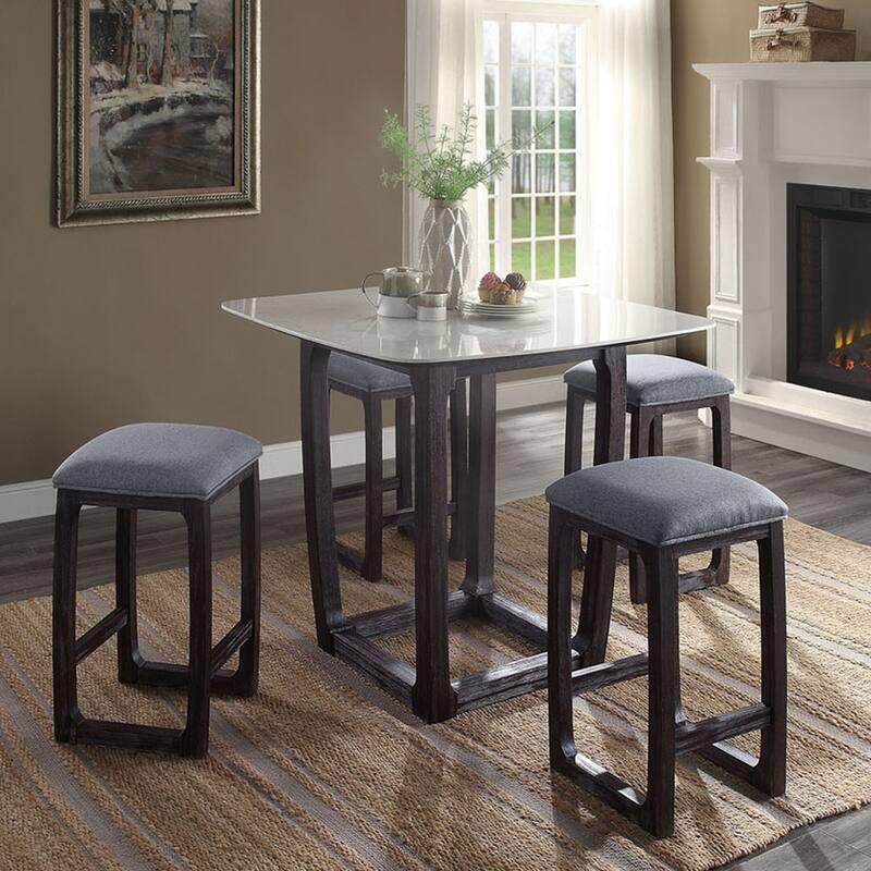 Square Counter Height Table in White and Weathered Espresso