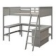 preview thumbnail 6 of 7, Full Size Wooden Loft Bed with Storage Shelves and Desk