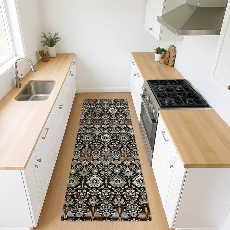 Machine Washable Indoor/ Outdoor Traditional Xander Chantille Rug