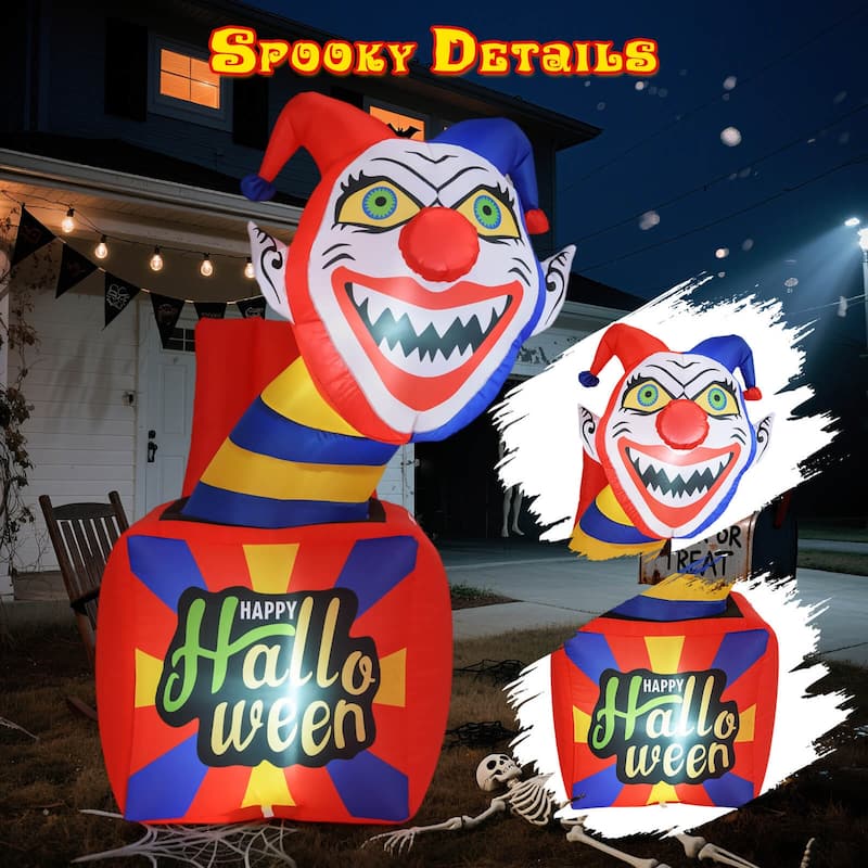 Costway 5 Ft Halloween Inflatable Clown Blow up Circus Clown Box - as pic shows - See Details