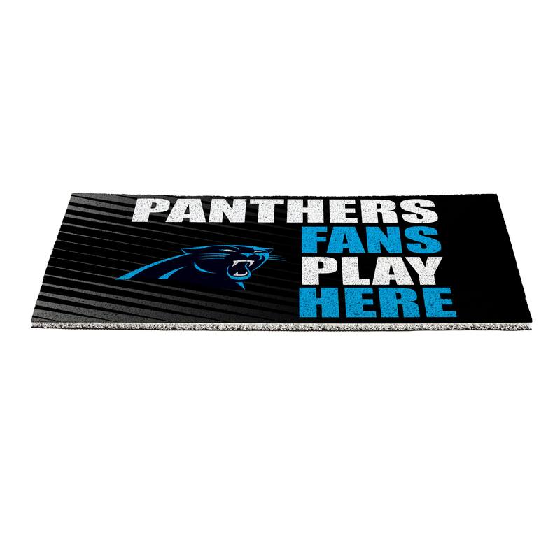 28 in. x 16 in. Carolina Panthers "Fans Play Here" PVC Door Mat