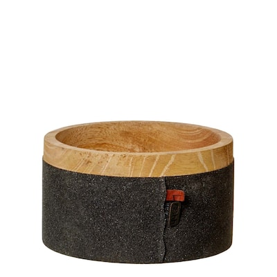 Lg. Mango Wood and Paper Bowl Black- A