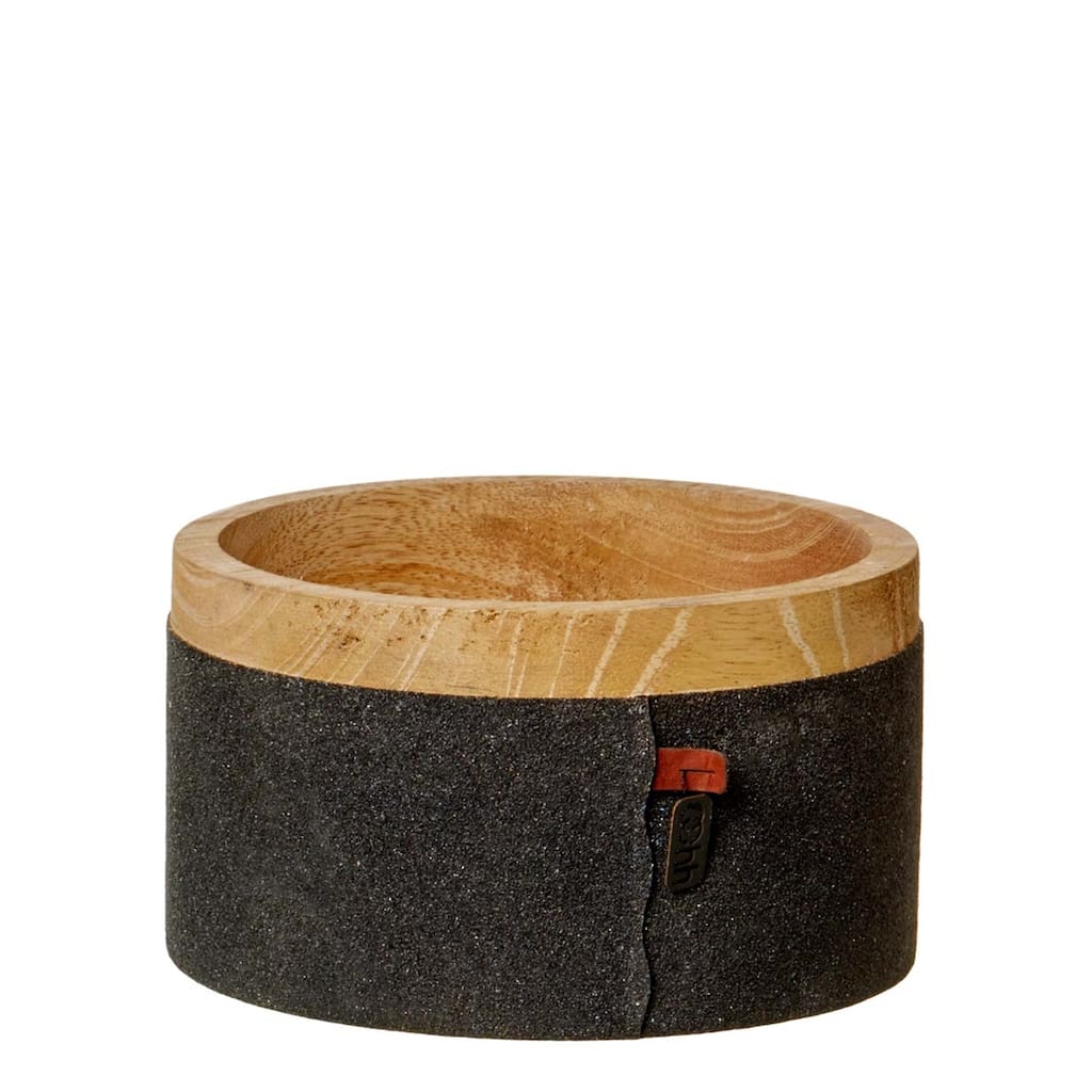 Lg. Mango Wood and Paper Bowl Black- A