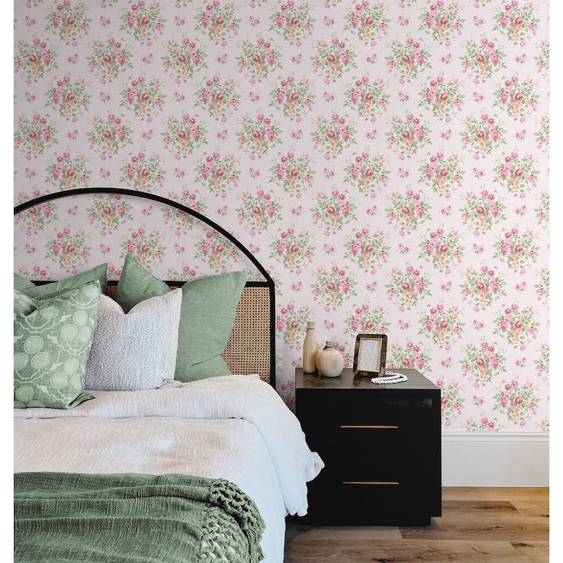 NextWall Floral Bunches Peel and Stick Wallpaper