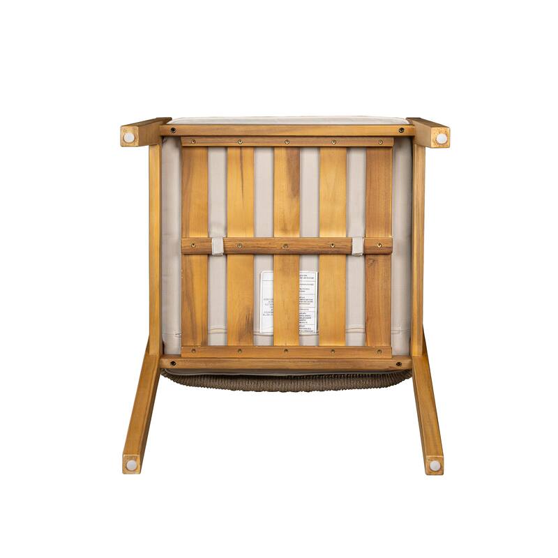 Modern Wooden Armchair with Rope backrest, Patio Single Chair Set of 2, Farmhouse Kitchen Chairs for Living Room Study Garden