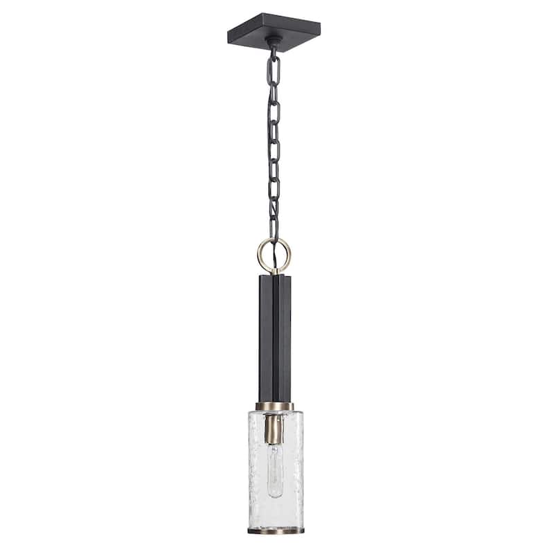 1-Light Meteor Shower Glass Ceiling Pendant - 23.25" - Black and Clear