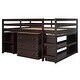 preview thumbnail 7 of 8, Contemporary Low Study Full Loft Bed with Cabinet and Rolling Portable Desk, Solid Construction & Versatility Galore, Espresso