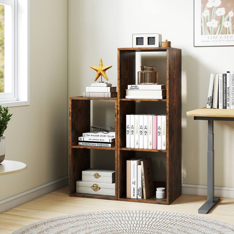 Gymax 2PCS 2-Cube Bookcase w/ Anti-tip Kit 2-Tier Open Back Bookshelf