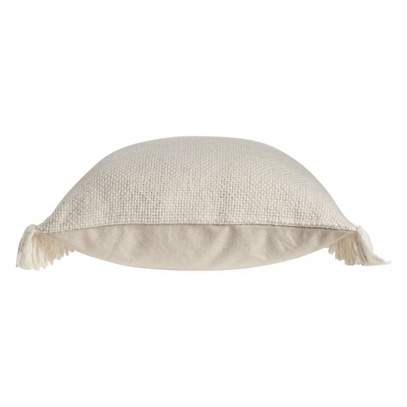HomeRoots 20" X 20" Ivory And White 100% Cotton Zippered Pillow