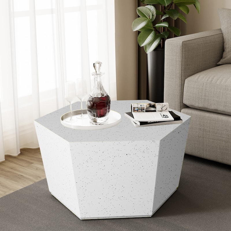 Patio Watcher 28 Inches Hexagonal Concrete Side Table for Indoor and Outdoor Use - 28" x 28"