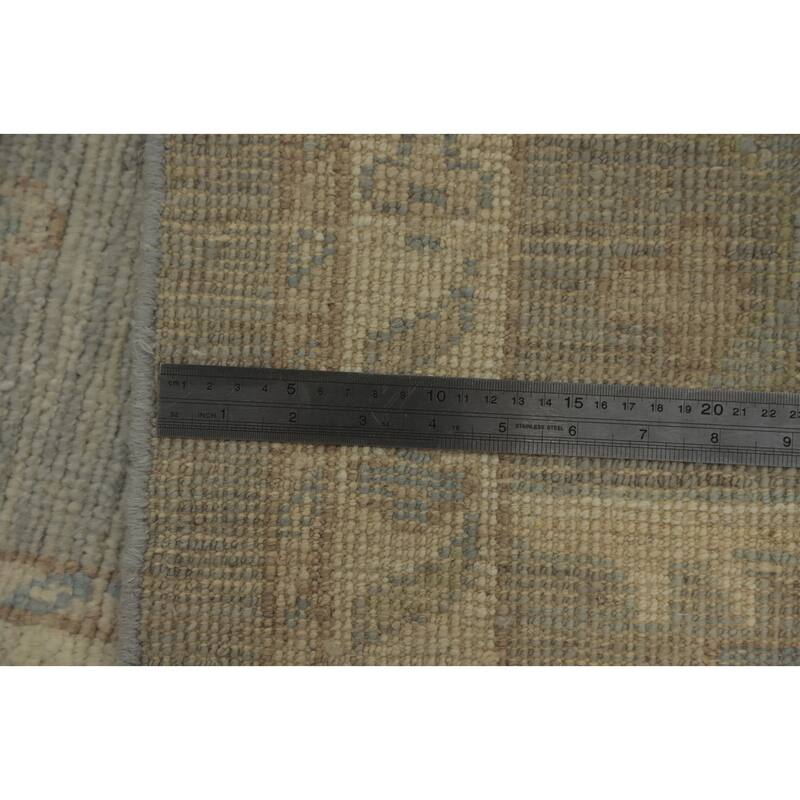 Vegetable Dye Wool Oushak Turkish Area Rug, Floral Geometric Carpet - 12' 0'' X 8' 10''