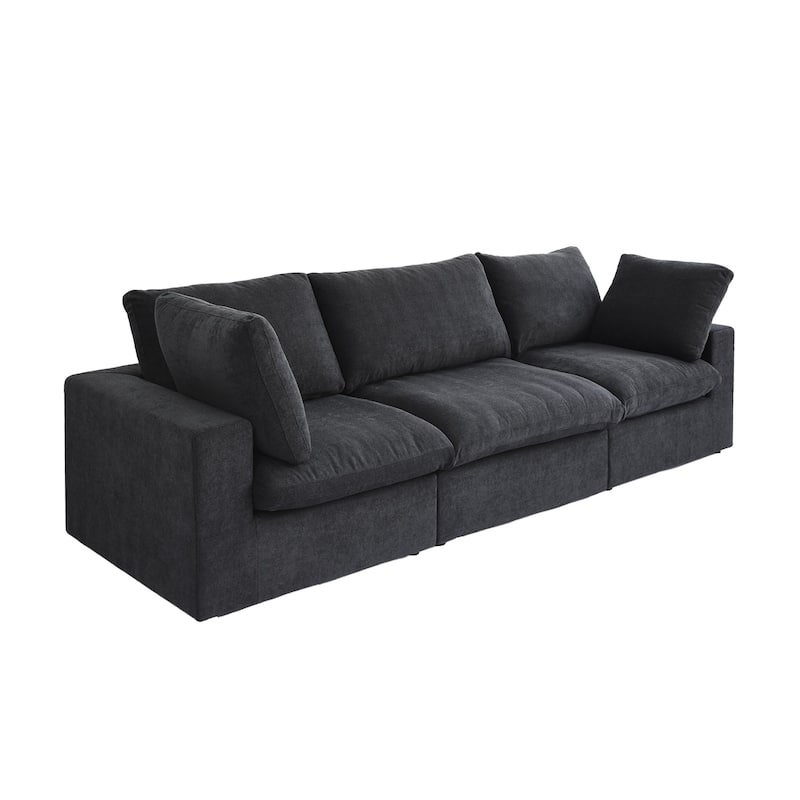 3-Seater Linen Sectional Sofa Modern Upholstered Couch
