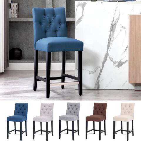 Carter Classic Button Tufted Counter Stool Black Finished Legs