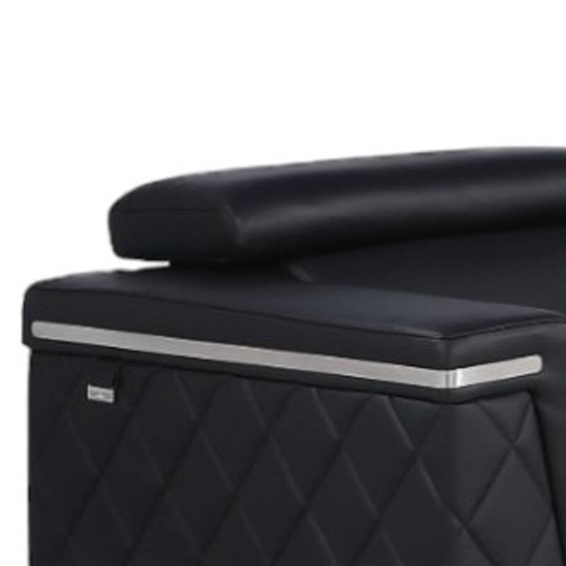 HomeRoots Three Piece Black Italian Leather Five Person Seating Set