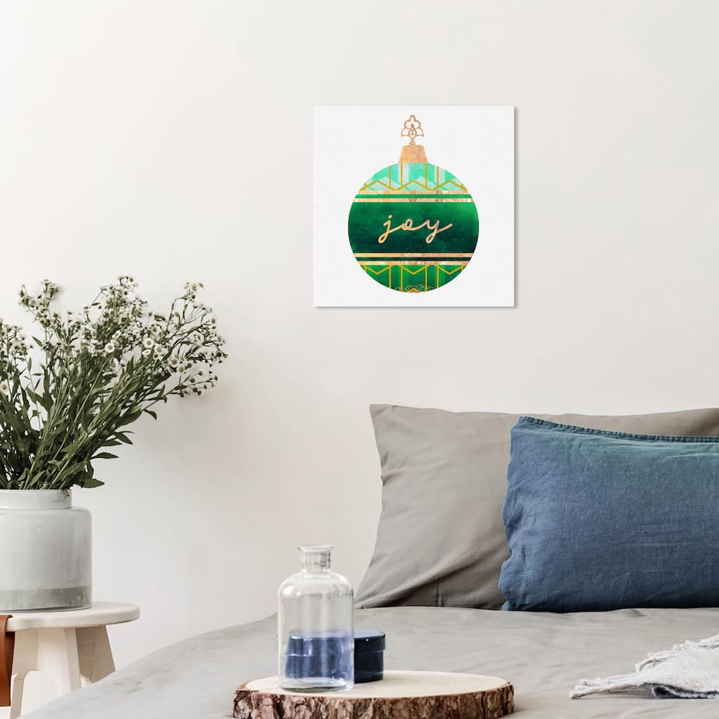 Wynwood Studio Prints Holiday and Seasonal Emerald Geo Ornament Green and Dark Green Modern & Contemporary Wall Art Canvas Print