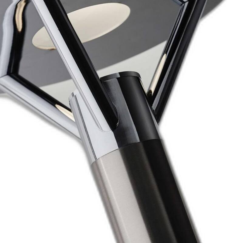 Modern Living Room Floor Torchiere Lamp with Frosted Glass Shade and 300W Double Socket Brushed Steel