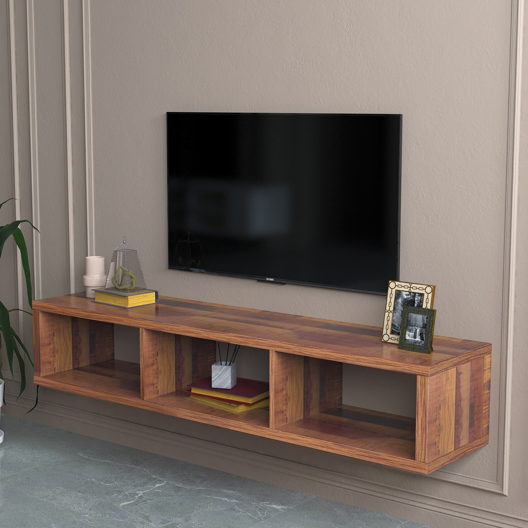 60'' Floor or Floating TV Stand Wall Mounted Media TV Stand for 61  in & Up - On Sale - Overstock - 35767029