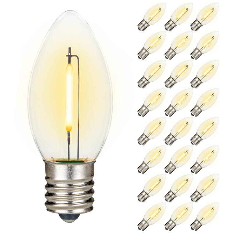 25 Pack C9 LED Outdoor Christmas Replacement Bulbs, Warm White, C9/E17 Base