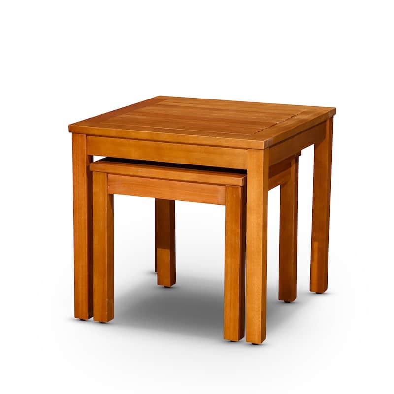 DTY Outdoor Living Longs Peak 2-Piece Eucalyptus Nesting Table Set, Natural Oil