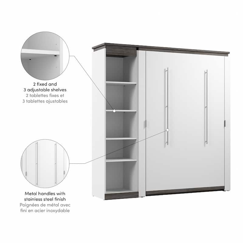 Orion Full Murphy Bed with Shelves (81W) by Bestar