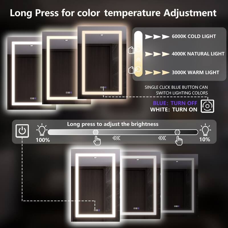 Modland 24"-42W x 36"H LED Medicine Cabinet Mirror with USB Charging,5x Magnifying Mirror