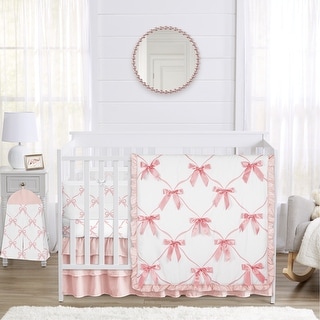Sweet Jojo Designs Pink Bows Girl Sweet Jojo Designs 6pc Crib Bedding + BreathableBaby Breathable Mesh Liner - Ballet Collection