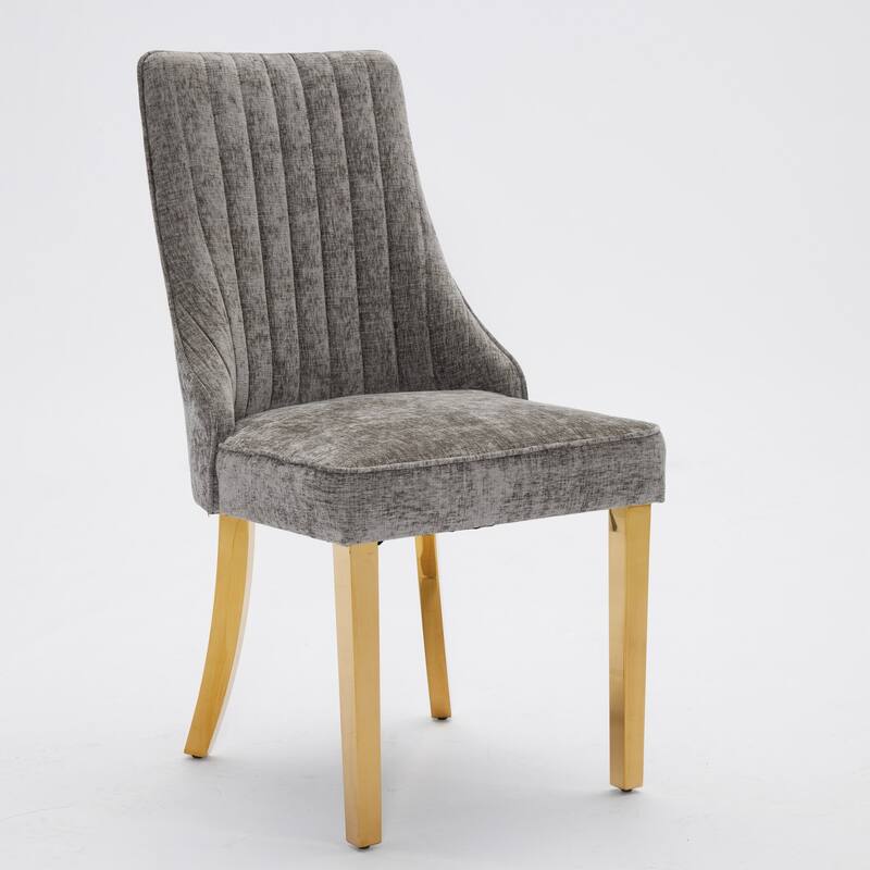 Rayon Cloth Flocking Chenille Dining Chairs Comfy Fabric Upholstered Accent Chair for Dining Room,Set of 2