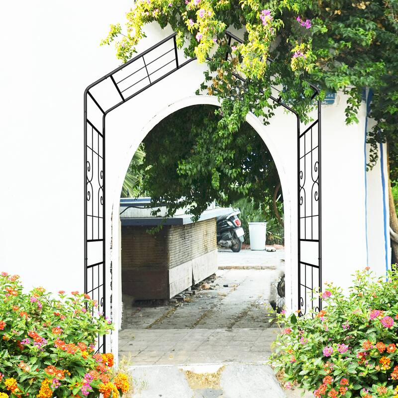 Metal Garden Arch L56.3'' x W16.93'' x H94.5'' Climbing Plants Support Rose Arch Outdoor