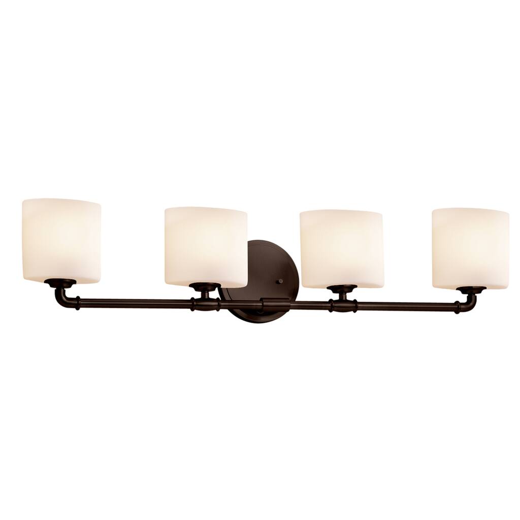 Justice Design Fusion Bronx 4-light Dark Bronze Bath Bar, Opal Oval Shade