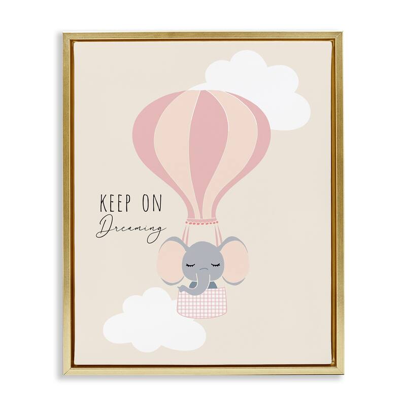 Stupell Inspiring Keep On Dreaming Framed Floater Canvas Wall Art Design By Chen Alyesh - 25 x 31 - Gold