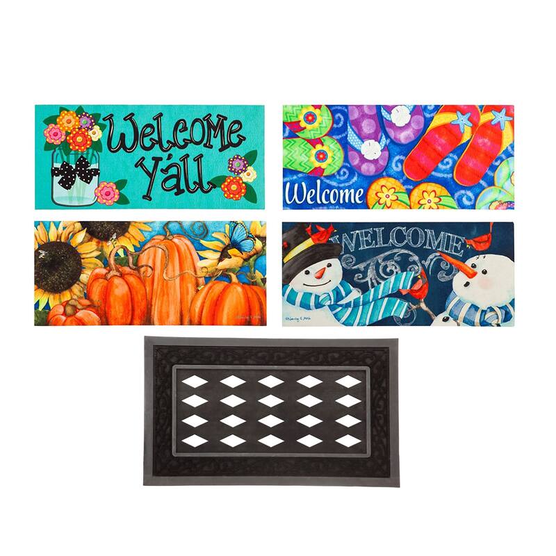 22 in. x 10 in. Seasonal Sassafras Switch Mat Collection w/ Decorative Rubber Frame (Set of 5)