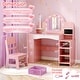 preview thumbnail 3 of 8, Gymax Kids Vanity Desk w/Mirror & Lights Princess Pretend Play Makeup