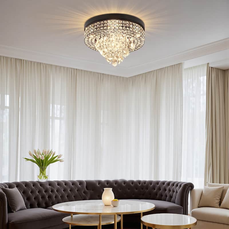 GetLedel 4-Light Modern Glam Crystal Flush Mount