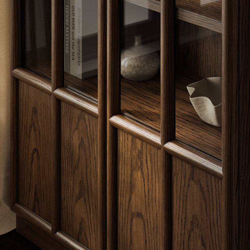 Anwen Solid Wood and Glass Display Cabinet