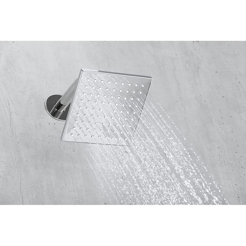 chrome ceiling mounted dual shower head 3 way digital display anti scald shower system - 7'6" x 10'9"