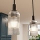 preview thumbnail 1 of 5, Hunter + Jasmine Roth Beverly Glen Ribbed Glass 1-Light 4" Mini Pendant - Kitchen Island, Bedside - Transitional, Modern Matte Black