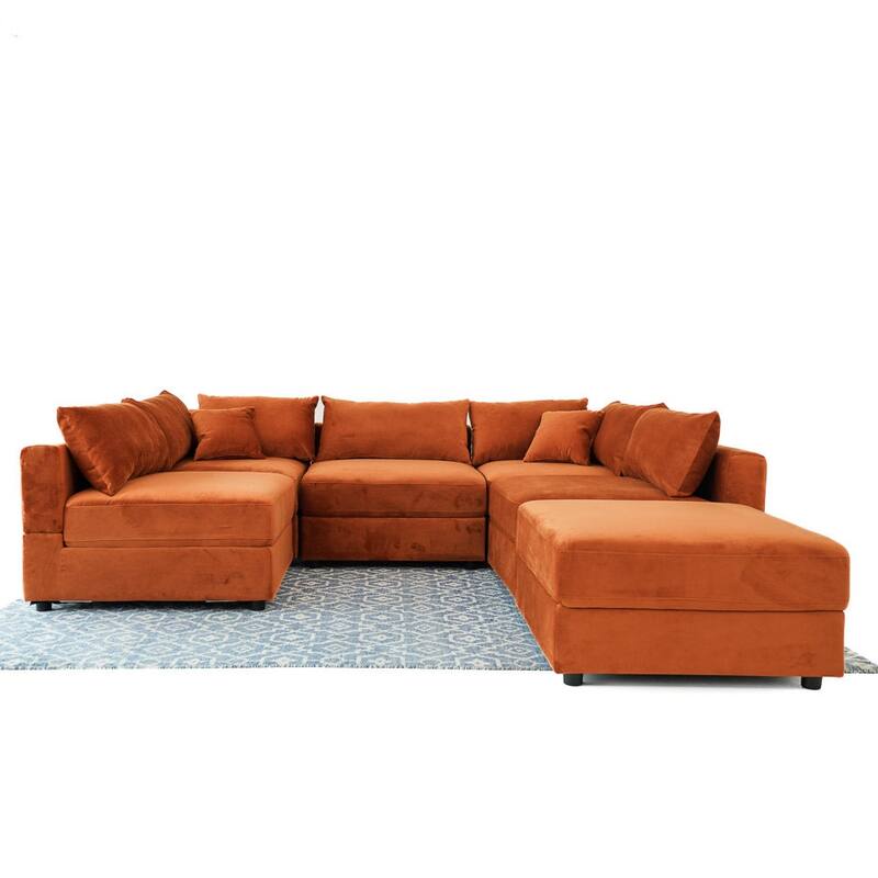 GDFStudio - Hayward Velvet 6-Seater Modular Sectional Sofa