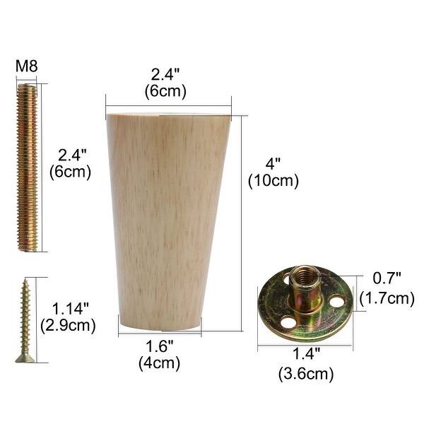 4 Inch Round Solid Wood Furniture Legs Sofa Bench Couch