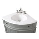 preview thumbnail 11 of 15, 24-Inch Benton Collection Corner Bathroom Vanity with Single Shelf Cabinet, White Quartz Countertop, and Ceramic Sink