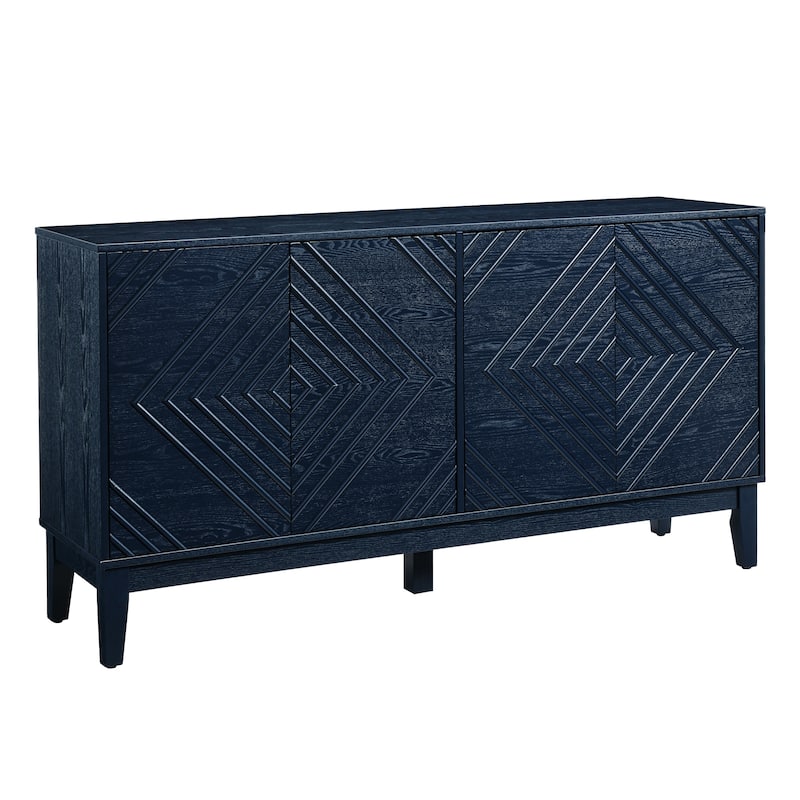 60.5" Farmhouse Fluted Sideboard Buffet with Storage & Adjustable Shelves